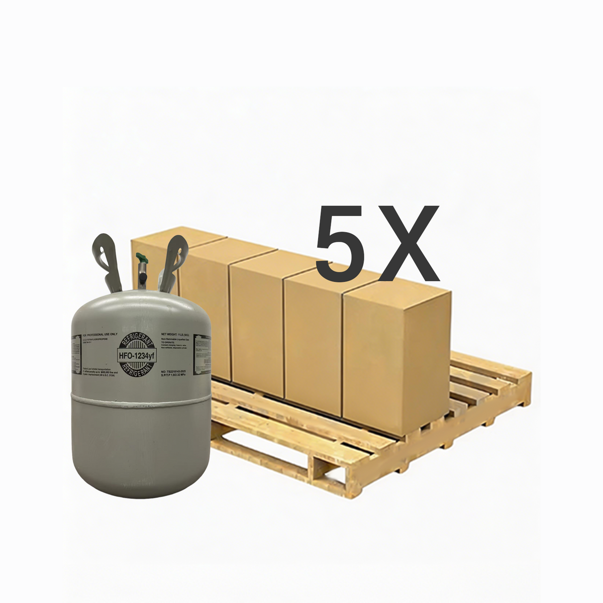11 LB R1234yf (R-1234yf) Refrigerant Gas | 5 Cylinders